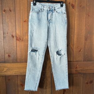 Old Navy Light Blue Distressed High Rise O.G. Straight Leg Jeans